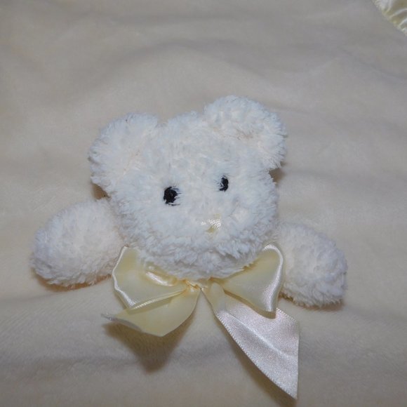 The Bearington Collection Yellow Teddy Bear Rattle Security Blanket Baby Lovey - Picture 6 of 7